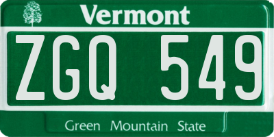 VT license plate ZGQ549