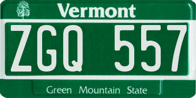 VT license plate ZGQ557