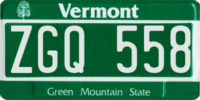 VT license plate ZGQ558