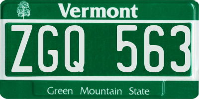 VT license plate ZGQ563