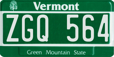 VT license plate ZGQ564