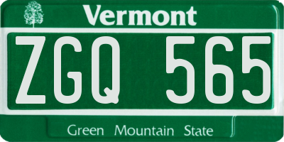 VT license plate ZGQ565