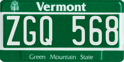 VT license plate ZGQ568