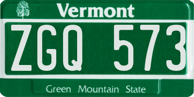 VT license plate ZGQ573
