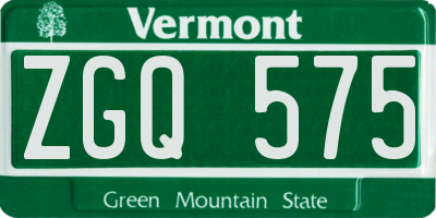 VT license plate ZGQ575