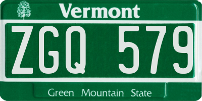 VT license plate ZGQ579