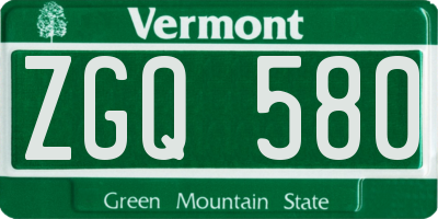 VT license plate ZGQ580