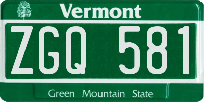 VT license plate ZGQ581
