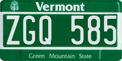 VT license plate ZGQ585