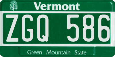 VT license plate ZGQ586