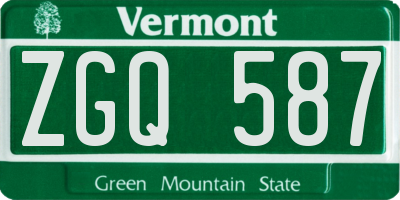 VT license plate ZGQ587