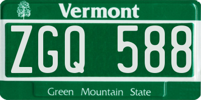 VT license plate ZGQ588