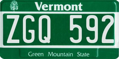 VT license plate ZGQ592