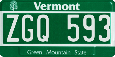 VT license plate ZGQ593