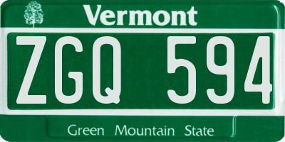 VT license plate ZGQ594