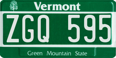 VT license plate ZGQ595