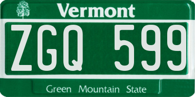 VT license plate ZGQ599