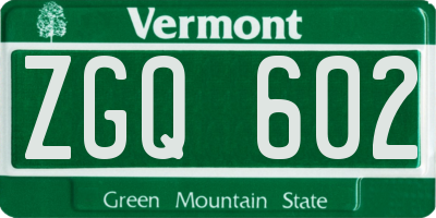 VT license plate ZGQ602