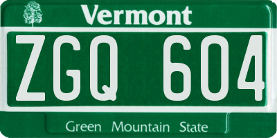 VT license plate ZGQ604
