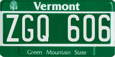 VT license plate ZGQ606