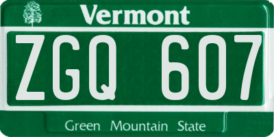 VT license plate ZGQ607