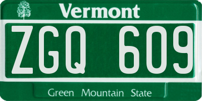 VT license plate ZGQ609