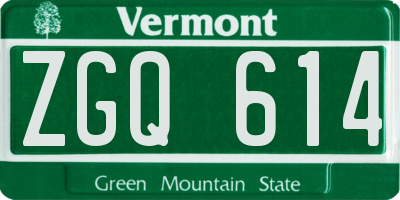 VT license plate ZGQ614