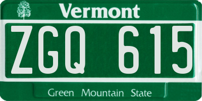 VT license plate ZGQ615