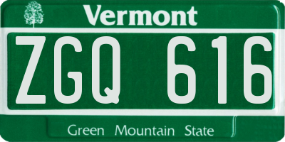 VT license plate ZGQ616