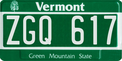 VT license plate ZGQ617