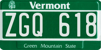 VT license plate ZGQ618