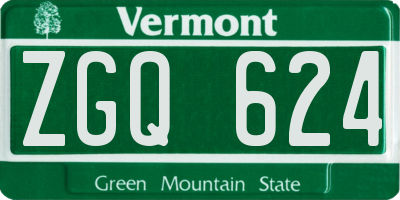 VT license plate ZGQ624
