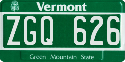VT license plate ZGQ626