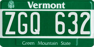 VT license plate ZGQ632