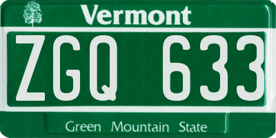VT license plate ZGQ633