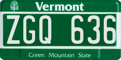 VT license plate ZGQ636