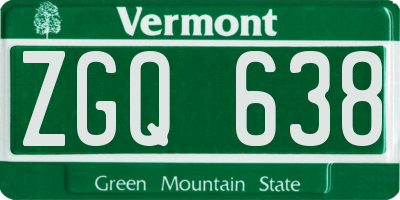 VT license plate ZGQ638
