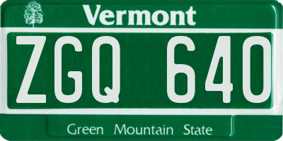 VT license plate ZGQ640