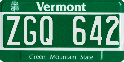 VT license plate ZGQ642