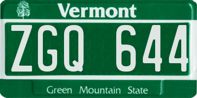 VT license plate ZGQ644