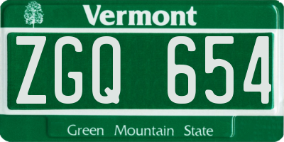 VT license plate ZGQ654