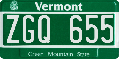 VT license plate ZGQ655