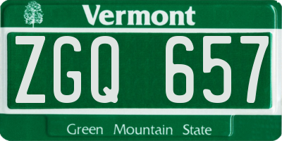 VT license plate ZGQ657