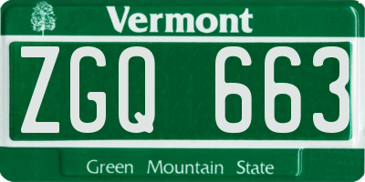 VT license plate ZGQ663