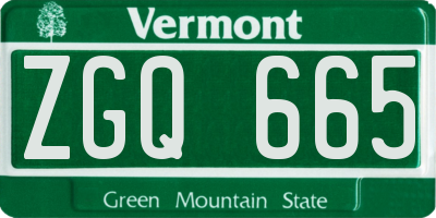 VT license plate ZGQ665