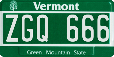 VT license plate ZGQ666