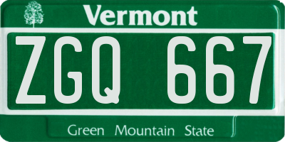 VT license plate ZGQ667