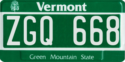 VT license plate ZGQ668