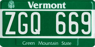 VT license plate ZGQ669