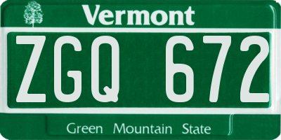 VT license plate ZGQ672